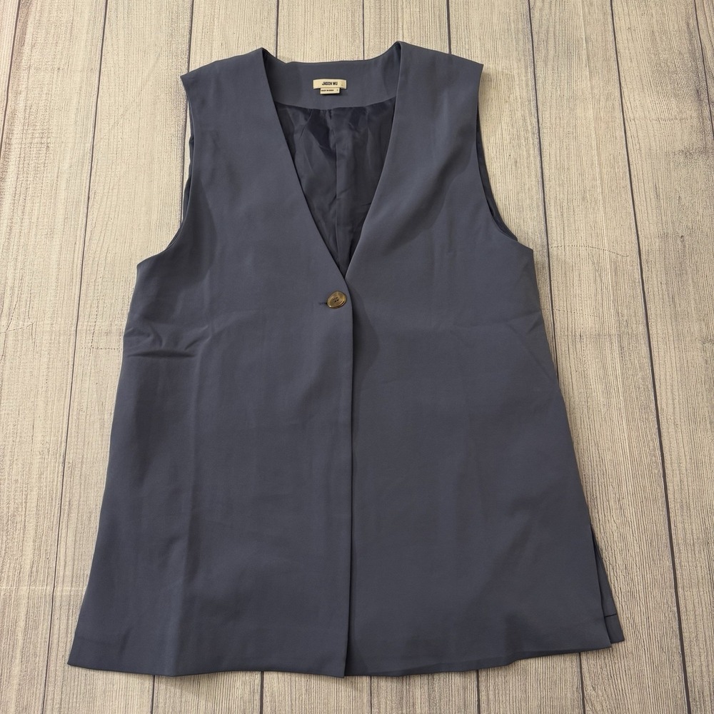 Jason Wu Single Button‎ Vest Women's Size Large Blue Minimalist Career Chic